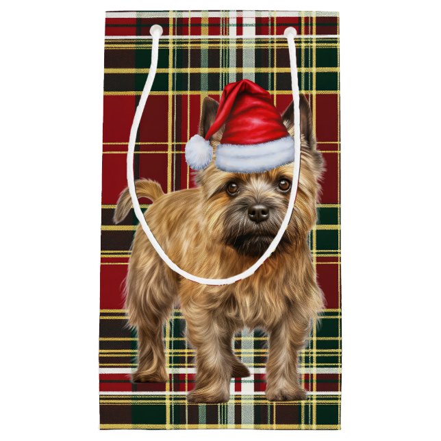 Holiday Cairn and Festive Holiday Plaid Christmas Small Gift Bag (Front)
