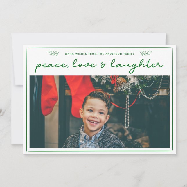 Holiday Calligraphy Photo | Trendy Minimal Card (Front)