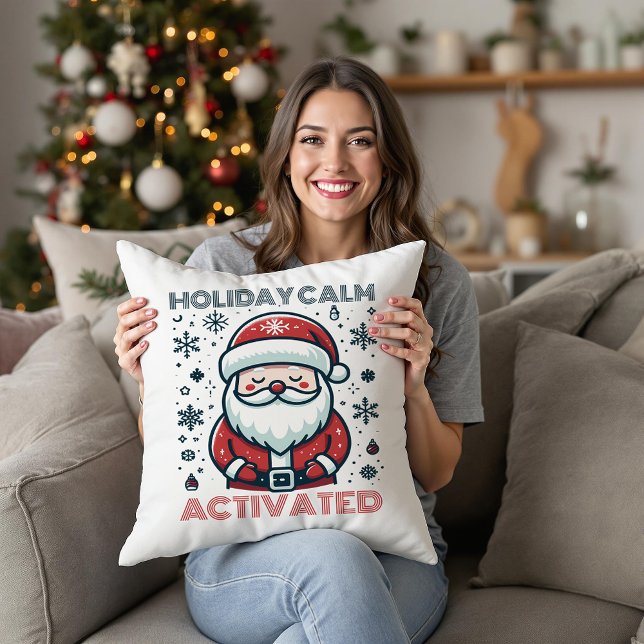 Holiday Calm Activated Santa Throw Pillow  (Creator Uploaded)