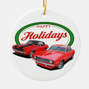 Holiday Camaros Ceramic Ornament