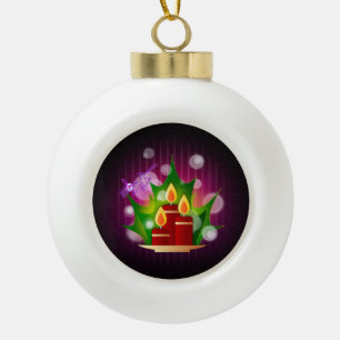 Holiday Candlelight Plum Ceramic Ball Ornament