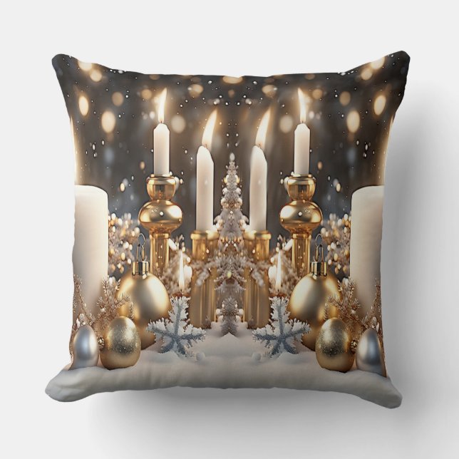 Holiday Candles Throw Pillow (Front)