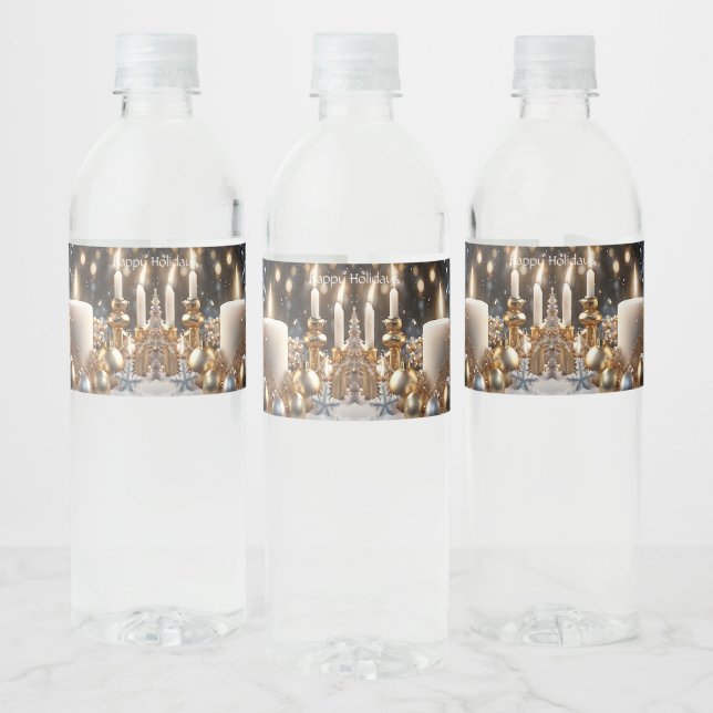 Holiday Candles Water Bottle Label (Bottles)