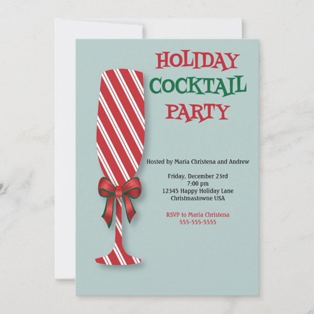 Holiday Candy Cane Cocktail Party Invitation (Front)