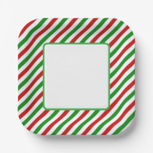 Holiday Candy Cane Paper Plates