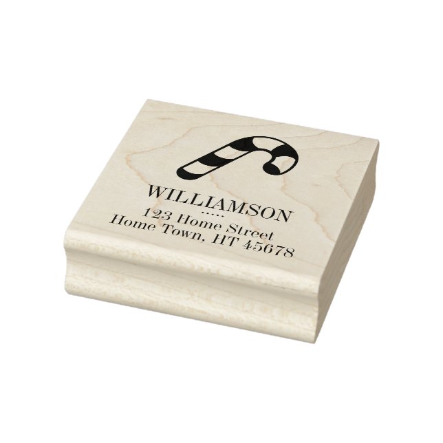 Holiday Candy Cane Return Address Rubber Stamp (Stamp)
