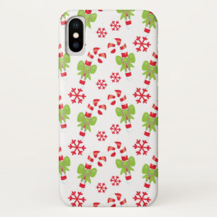 Holiday Candy Canes & Bows iPhone X Case