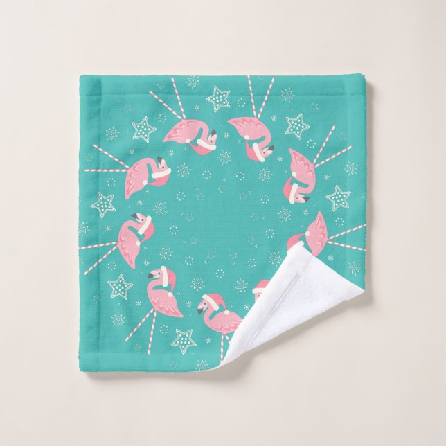 Holiday Candy Pink Flamingos ©studioxtine Wash Cloth (Wash Cloth)