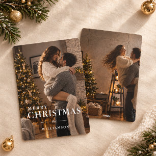 Holiday Card Christmas Trendy 2 Photo couple