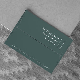 Holiday Card Envelopes Modern Green Christmas