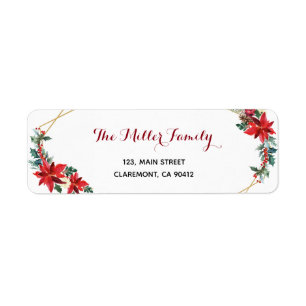 Holiday Card Poinsettia return address Label