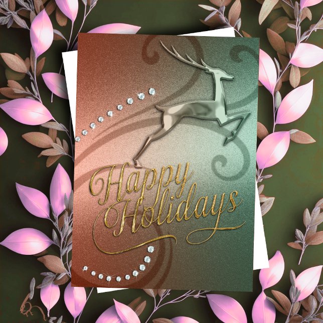 Holiday Card Reindeer Green Peach (Creator Uploaded)