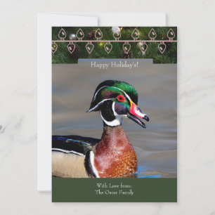 Holiday Card with a Wood Duck Drake