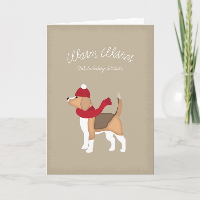 Holiday Card with Beagle Illustration (Front)