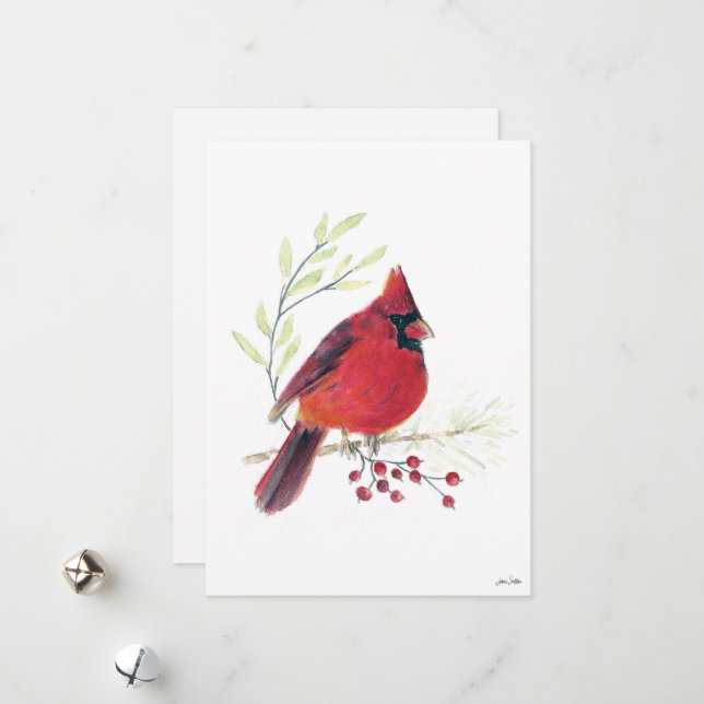 Holiday Cardinal Berries Art (Front/Back In Situ)