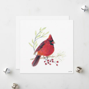Holiday Cardinal Berries Art Card
