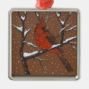 Holiday Cardinal Metal Ornament