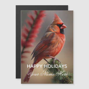 Holiday Cardinal Personalized Photo Magnet Card