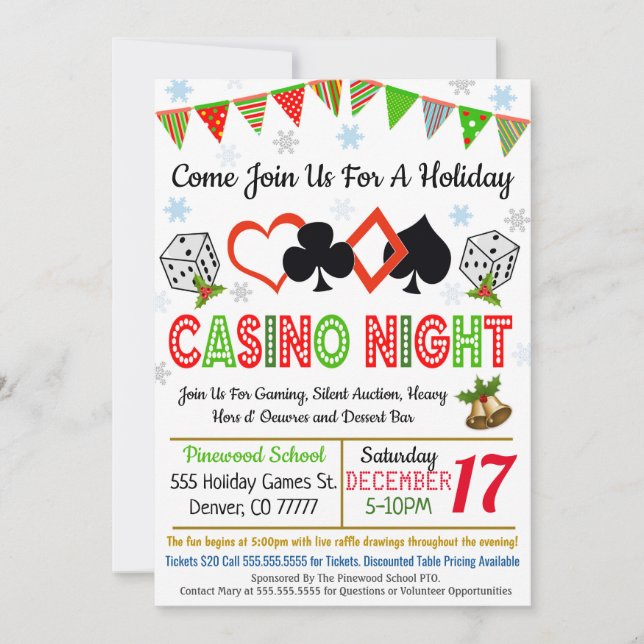 Holiday Casino Night Invitation (Front)