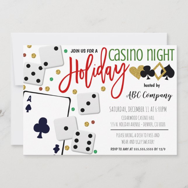Holiday Casino Party Invitation (Front)