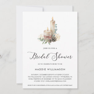 Holiday Champagne and Eucalyptus Bridal Shower  Invitation