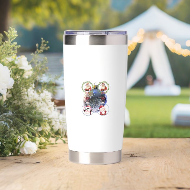 Holiday Characters on a Snowflake Ornament Insulated Tumbler (Wedding (Rotated))