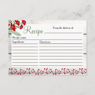 Holiday Charm Winter/Christmas Recipe Card Insert