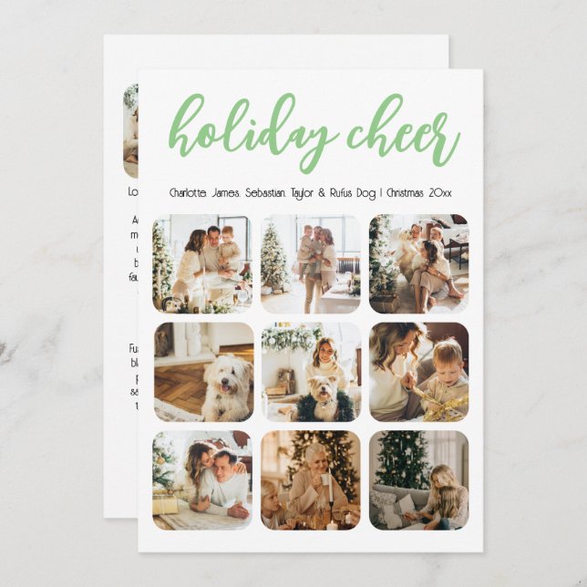 Holiday Cheer 12 Photo Christmas Personalised (Front/Back)
