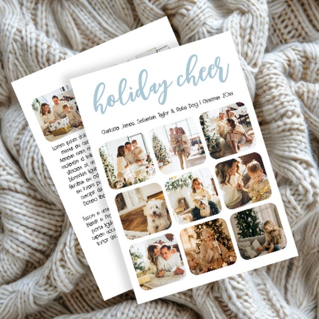 Holiday Cheer 12 Photo Christmas Personalised (Holiday Cheer 12 Photo Christmas Personalized cards by Ricaso Make your own, add photograph and text)