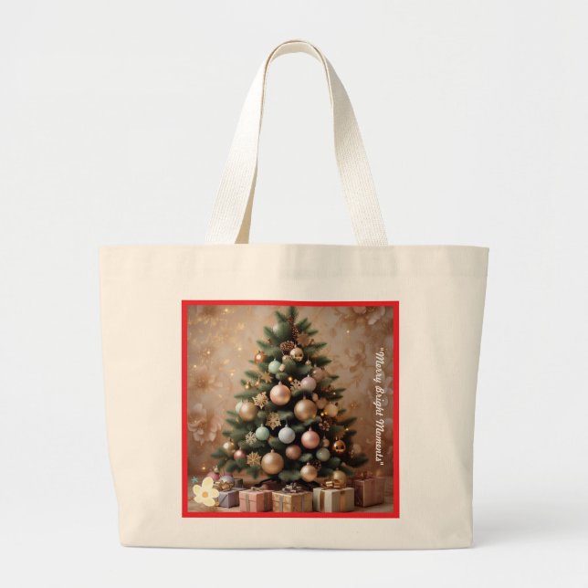 "Holiday Cheer Abounds" Large Tote Bag (Front)
