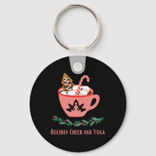 Holiday Cheer And Yoga Christmas Xmas Holidays Fes Key Ring