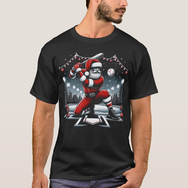 Holiday Cheer Baseball Santa Shirt for Sports Enth (Front)
