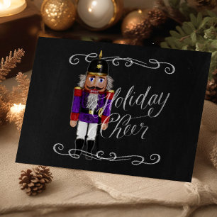 Holiday Cheer Chalkboard Purple and Red Nutcracker Card