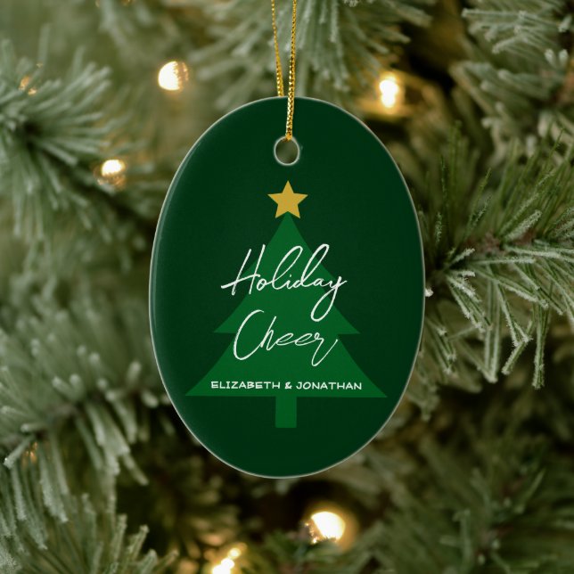 Holiday Cheer Christmas Tree Ceramic Ornament (Tree)