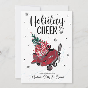 HOLIDAY CHEER   Cute Little Red Aeroplane Card