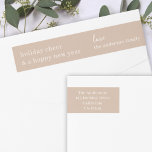 Holiday Cheer | Elegant Christmas Taupe Address Wrap Around Label<br><div class="desc">Simple, stylish, elegant holiday return address label with modern minimal typography quote "holiday cheer and a happy new year" in white on a taupe clay beige brown background. The name, address and greeting can be easily customised for a personal touch. A sophisticated, minimalist and contemporary christmas design to stand out...</div>