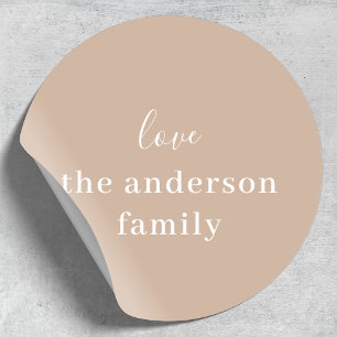 Holiday Cheer   Elegant Minimal Christmas Taupe Classic Round Sticker