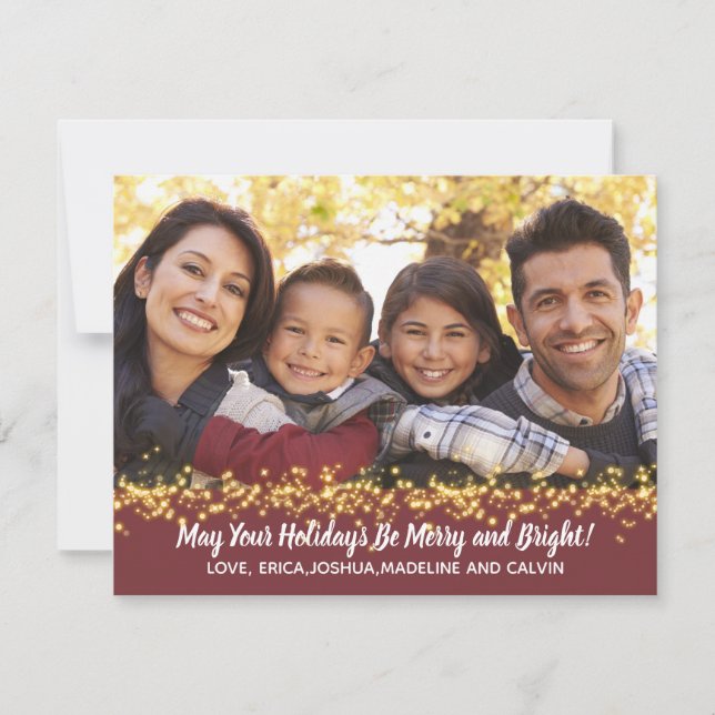 Holiday Cheer Family Photo Gold Sparkle (Front)