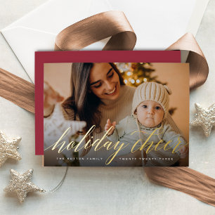 Holiday Cheer Full Photo Foil Holiday Card