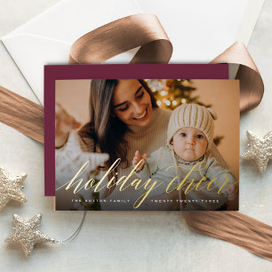 Holiday Cheer Full Photo Foil Holiday Card