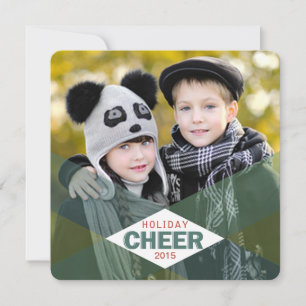 Holiday Cheer Green Plaid Photo Flat Cards