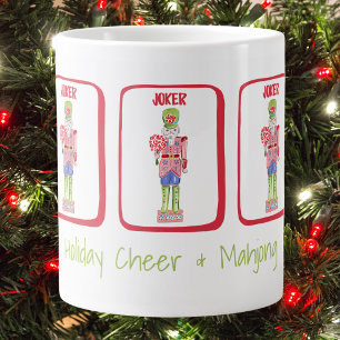 Holiday Cheer & Mahjong  / Preppy Nutcracker Tiles Large Coffee Mug