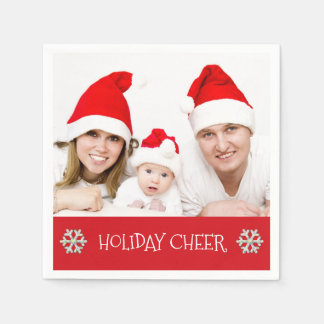 Holiday Cheer Modern Family Holiday Photo Napkins