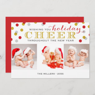 Holiday Cheer Modern Photo Collage Christmas Card