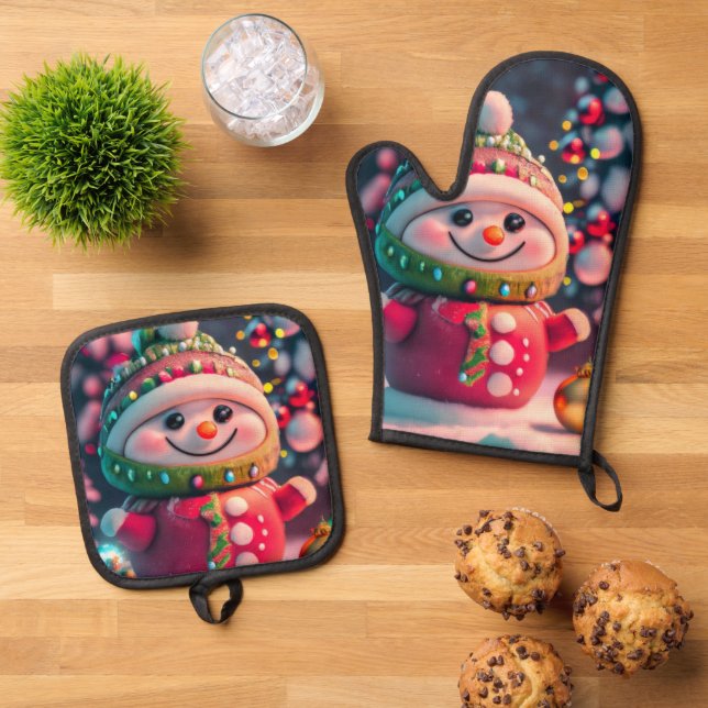 Holiday Cheer Oven Mitt & Pot Holder Set (Top Down)