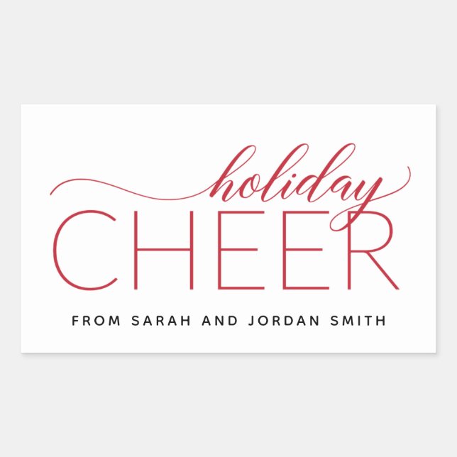 Holiday Cheer Red Rectangular Sticker (Front)