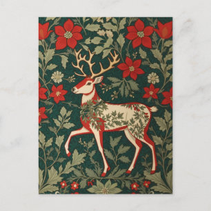 Holiday Cheer Reindeer William Morris Inspired Postcard