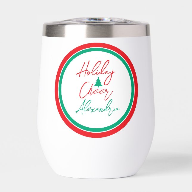 Holiday Cheer Script Christmas Tree Party Favor (Front)