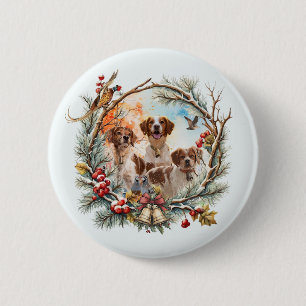 Holiday Cheer With a Brittany Spaniel 6 Cm Round Badge