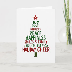 Holiday Cheer Word Tree Christmas Card